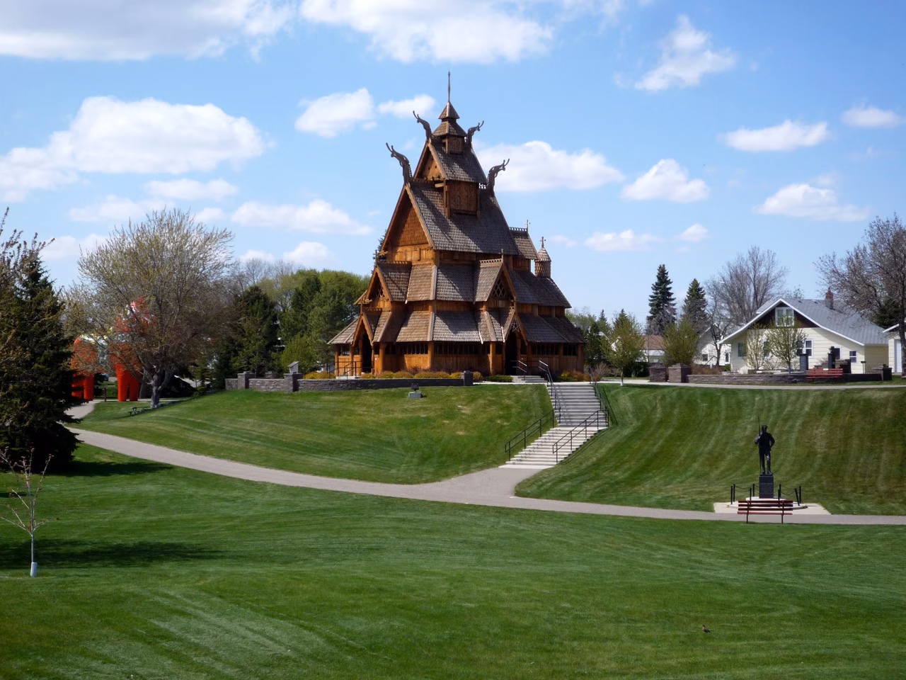 Minot Nordic Culture Park · Replicated Wooden Church Building