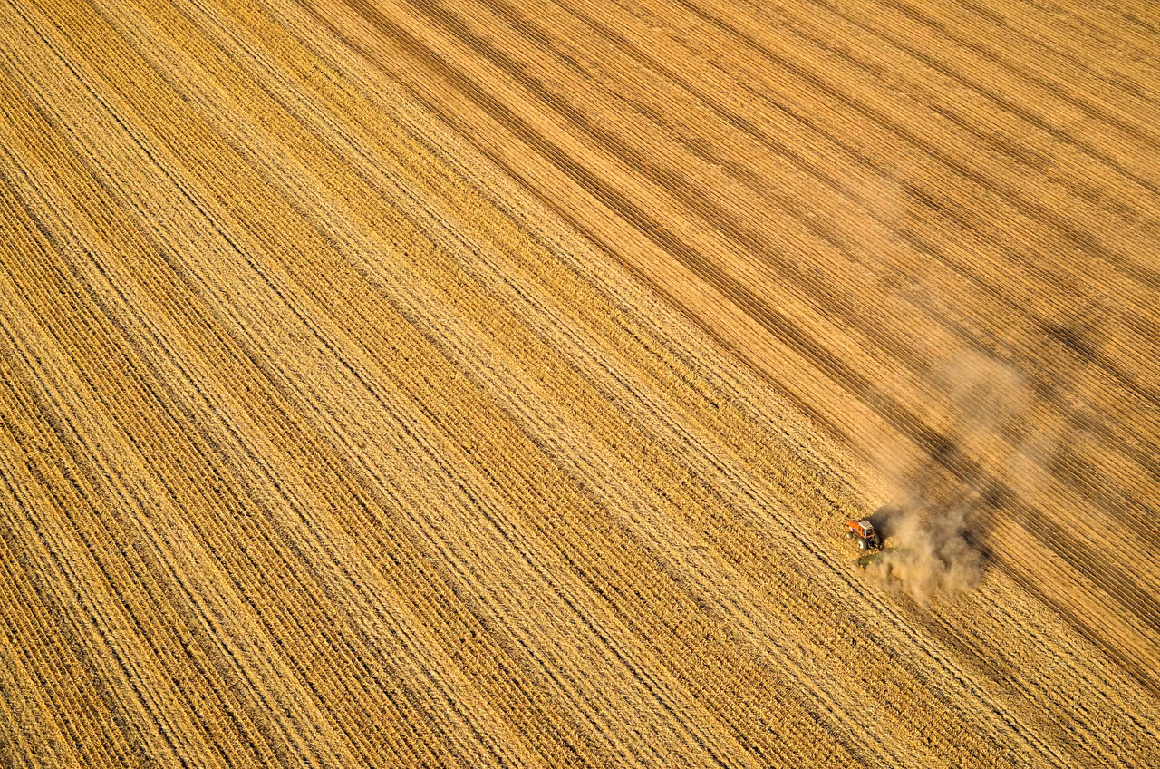 South Dakota - Aerial footage of harvested corn fields.