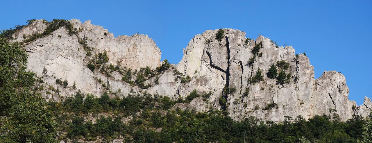 Seneca Rocks · A ridge rising above the valley