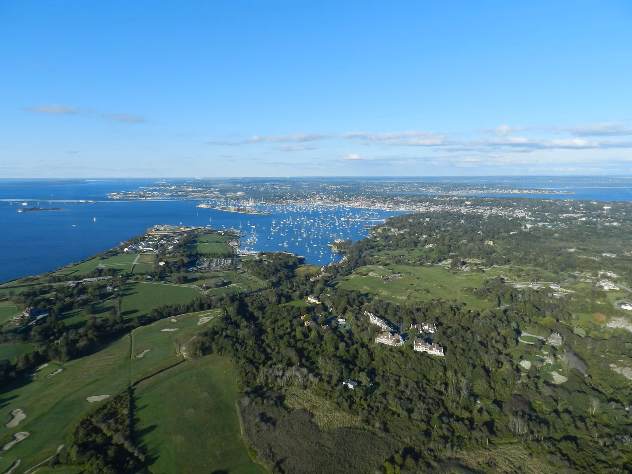 Newport · Aerial view of harbor and city