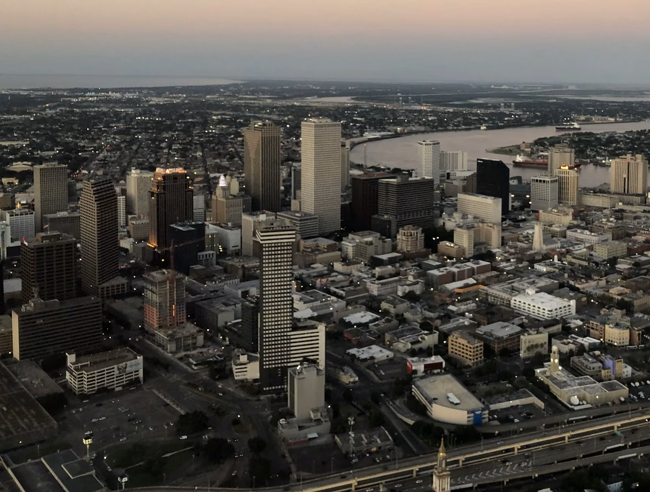 New Orleans · Skyline and Mississippi River