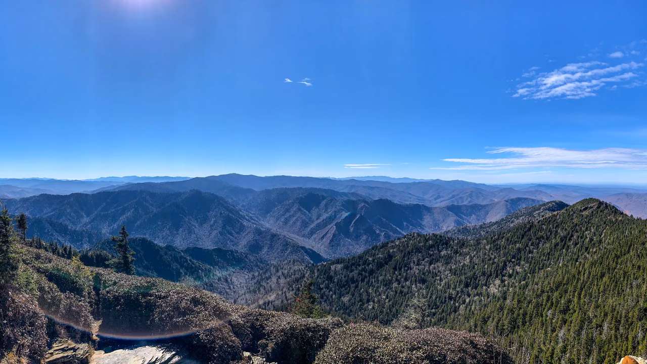 The Great Smoky Mountains from Mount Le Conte · Ridge beyond ridge