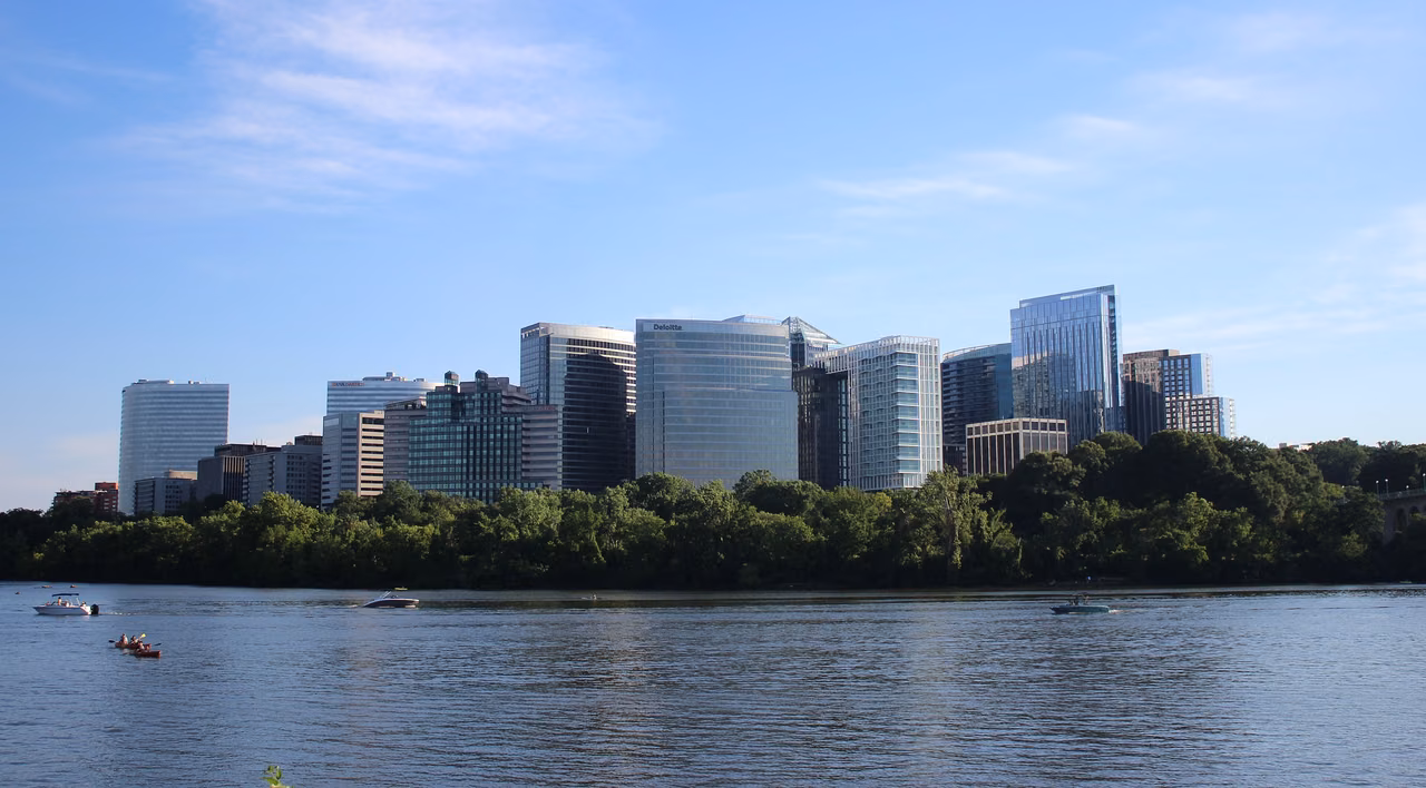 From Georgetown, look at the city skyline of Rosslyn, Northern Virginia.