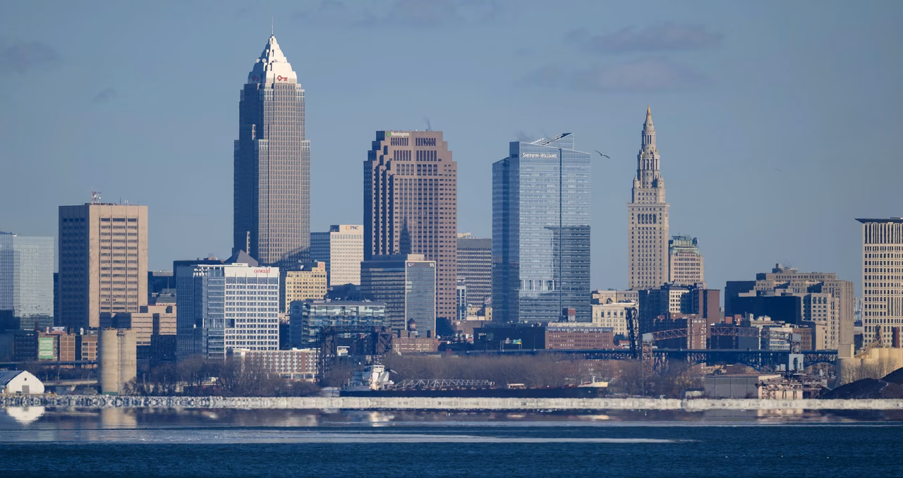 Cleveland from Lakewood Park · The lakeshore in winter 2026