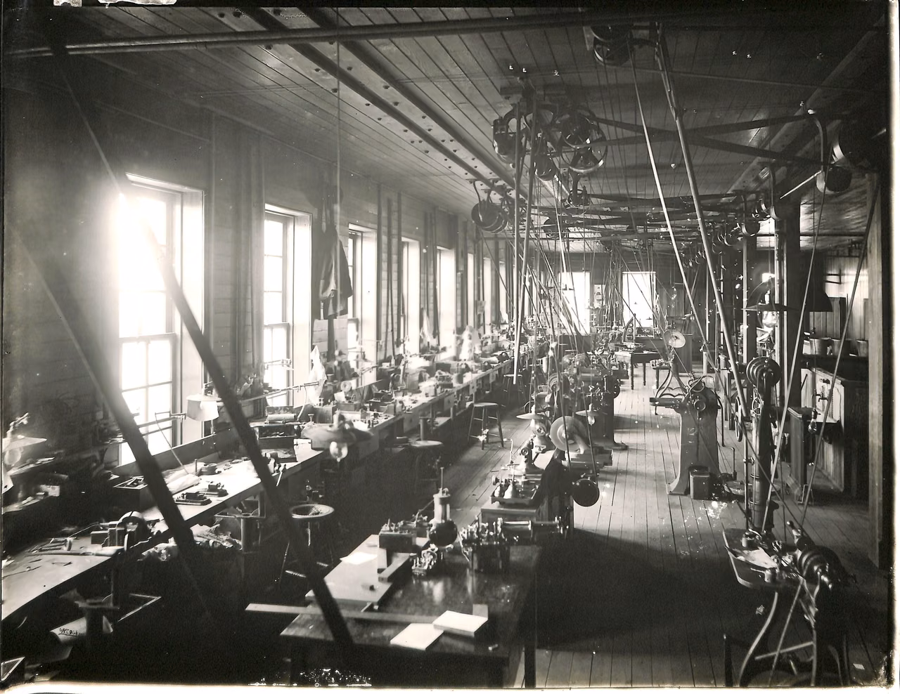 Edison's West Orange laboratory · Historical photograph of the machine shop