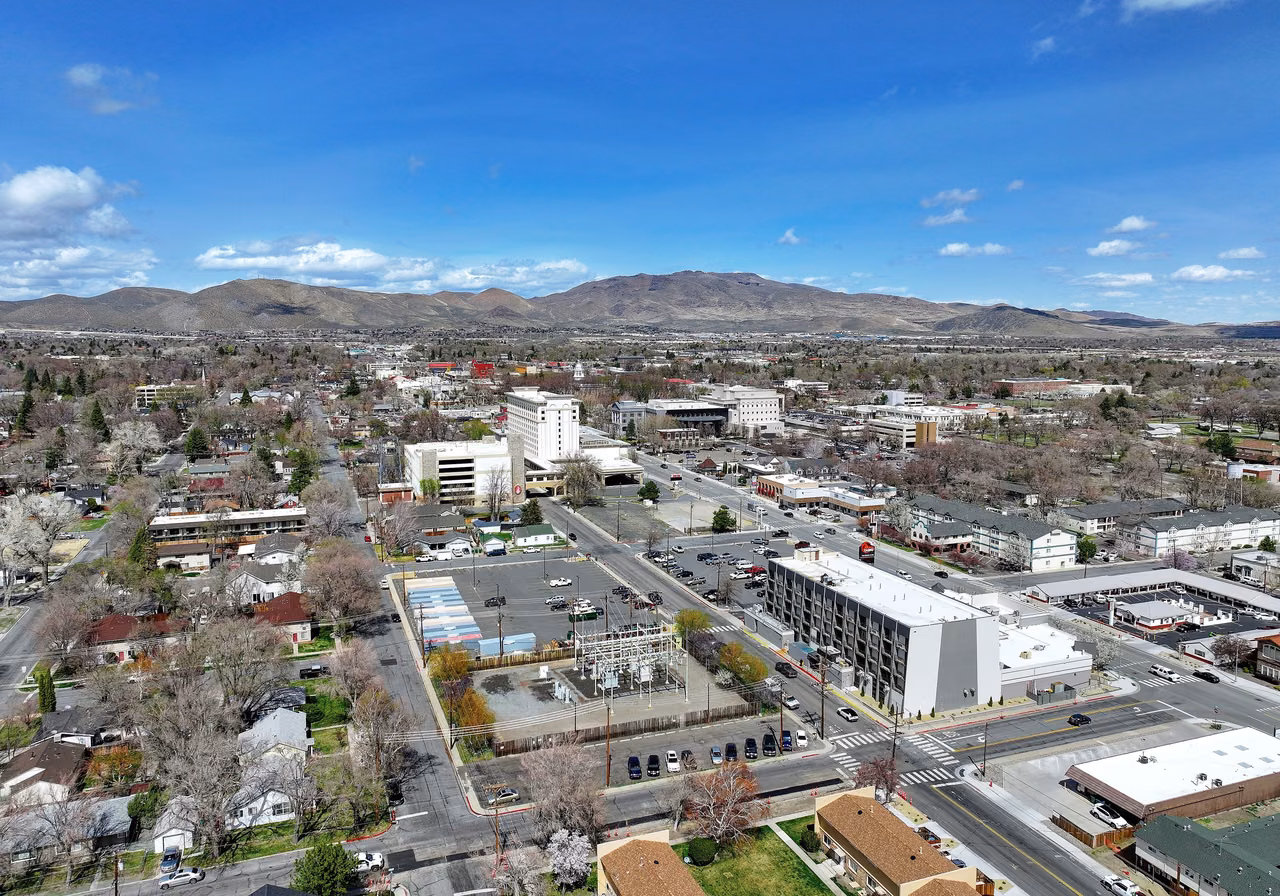 Carson City Aerial · State Capitol District and Surrounding Mountains