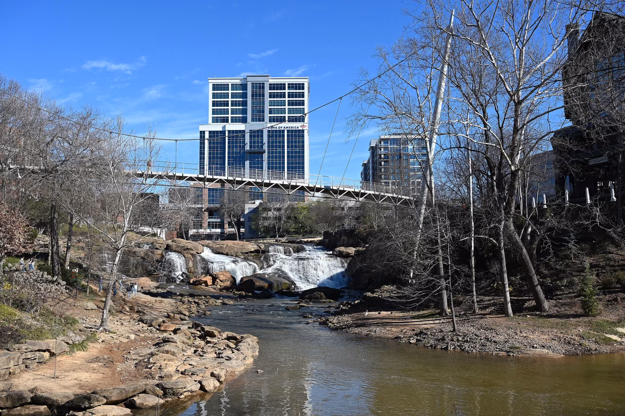Greenville · Falls Park and Liberty Bridge
