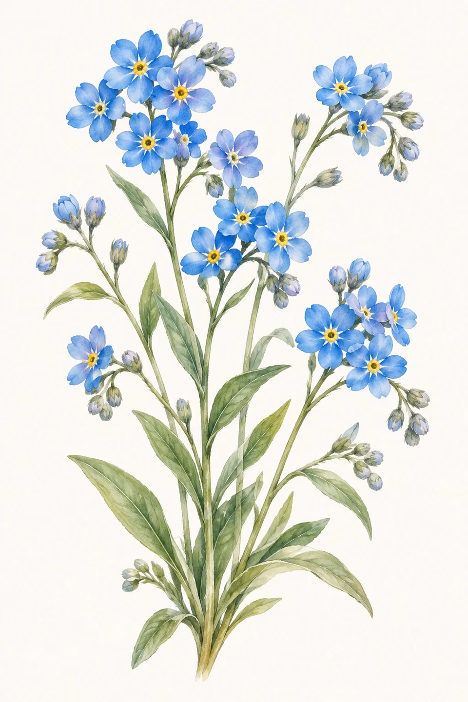Alpine forget-me-not · Watercolor illustration