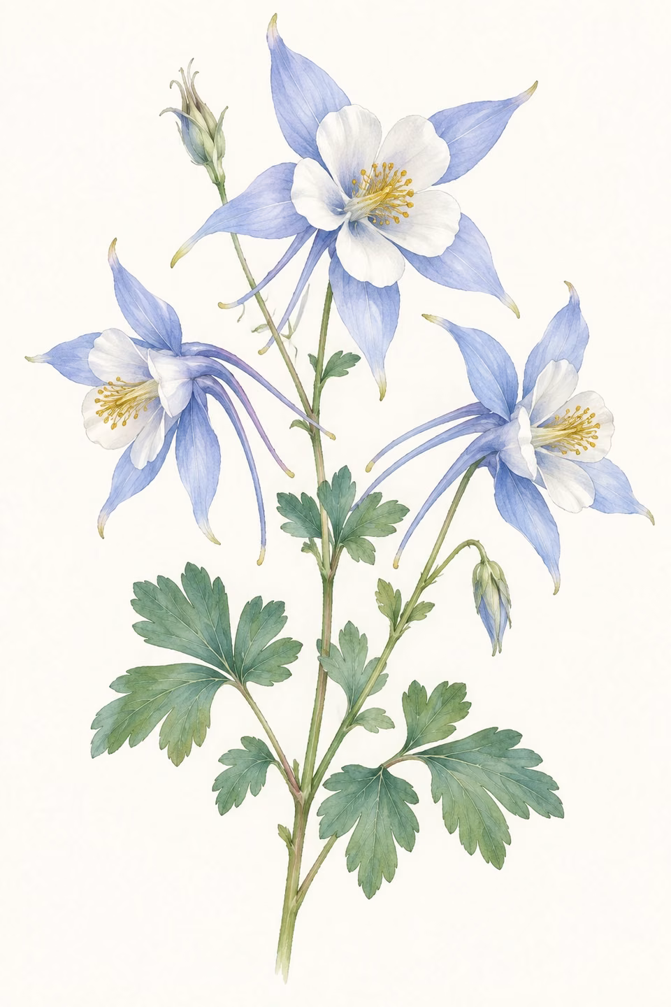 Rocky Mountain columbine · State flower illustration